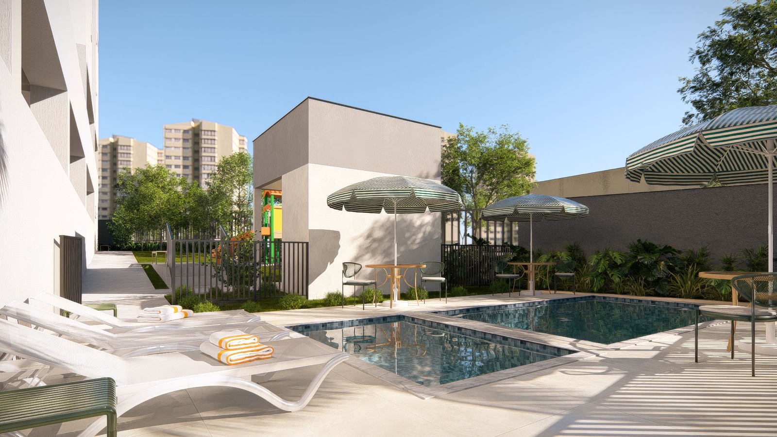 Piscina do condomínio Elegance Residencial